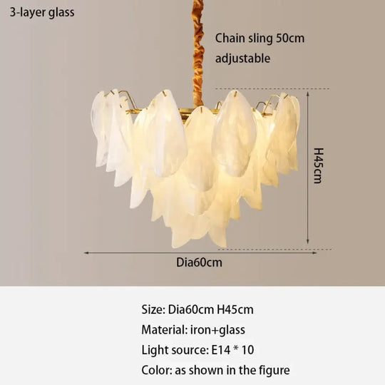 French Light and Luxury Restaurant Pendant Lamp - Postmodern Elegance with a Retro Glass Feather Design for Bedrooms and Dining Spaces - DecorGlobe