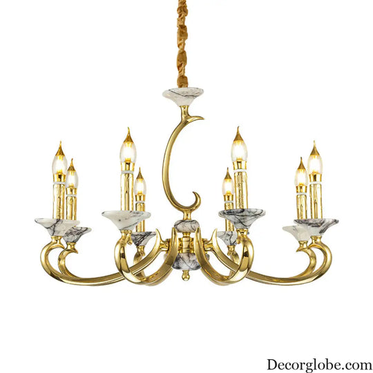 French Retro All-Copper Crystal Branch Chandelier Chandelier
