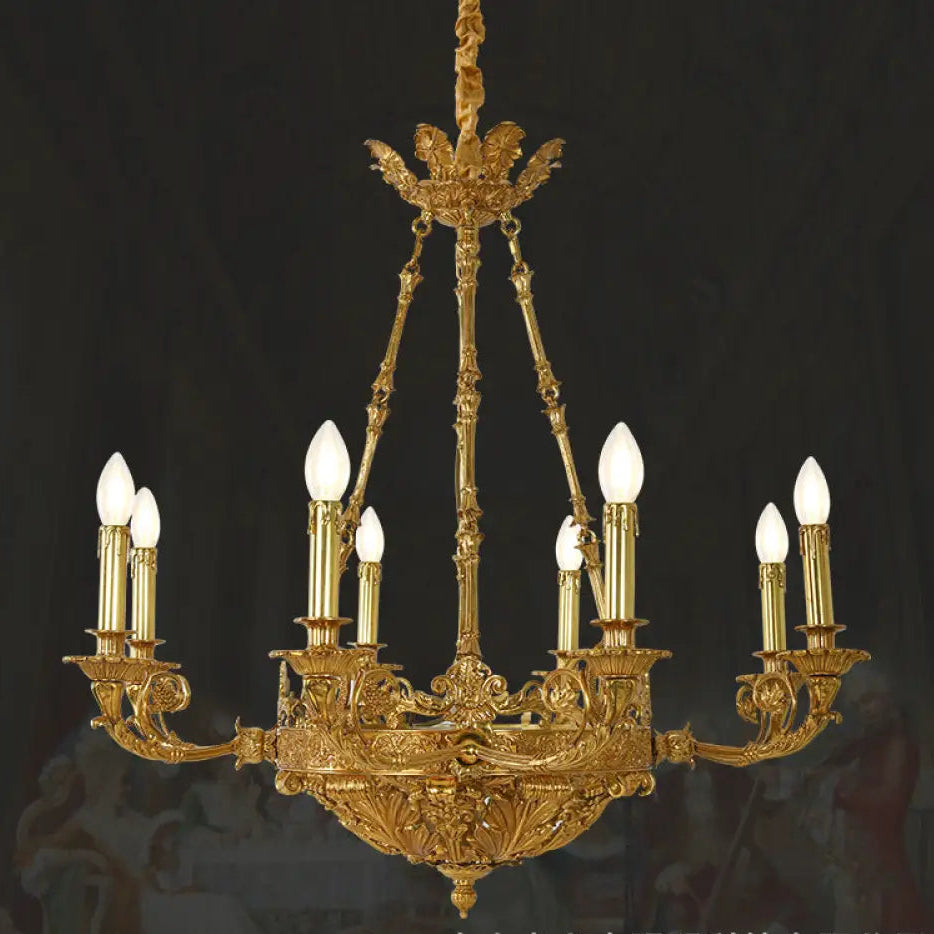 French Retro Crystal Copper Chandelier for Luxury Villas 8 heads (diameter 85cm, height 80cm)