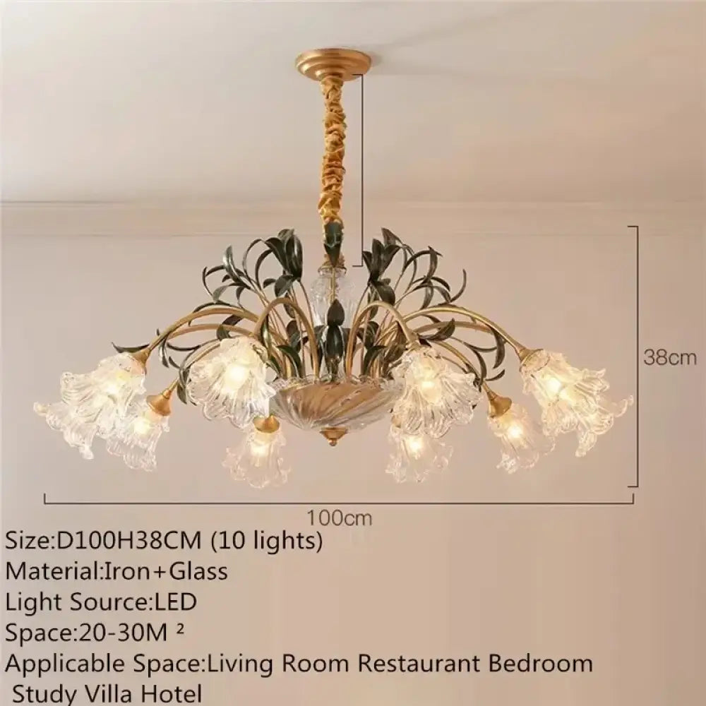 French Retro Crystal Pendant Light for Living Room and Restaurant B 10 Lights / Cool white Chandelier
