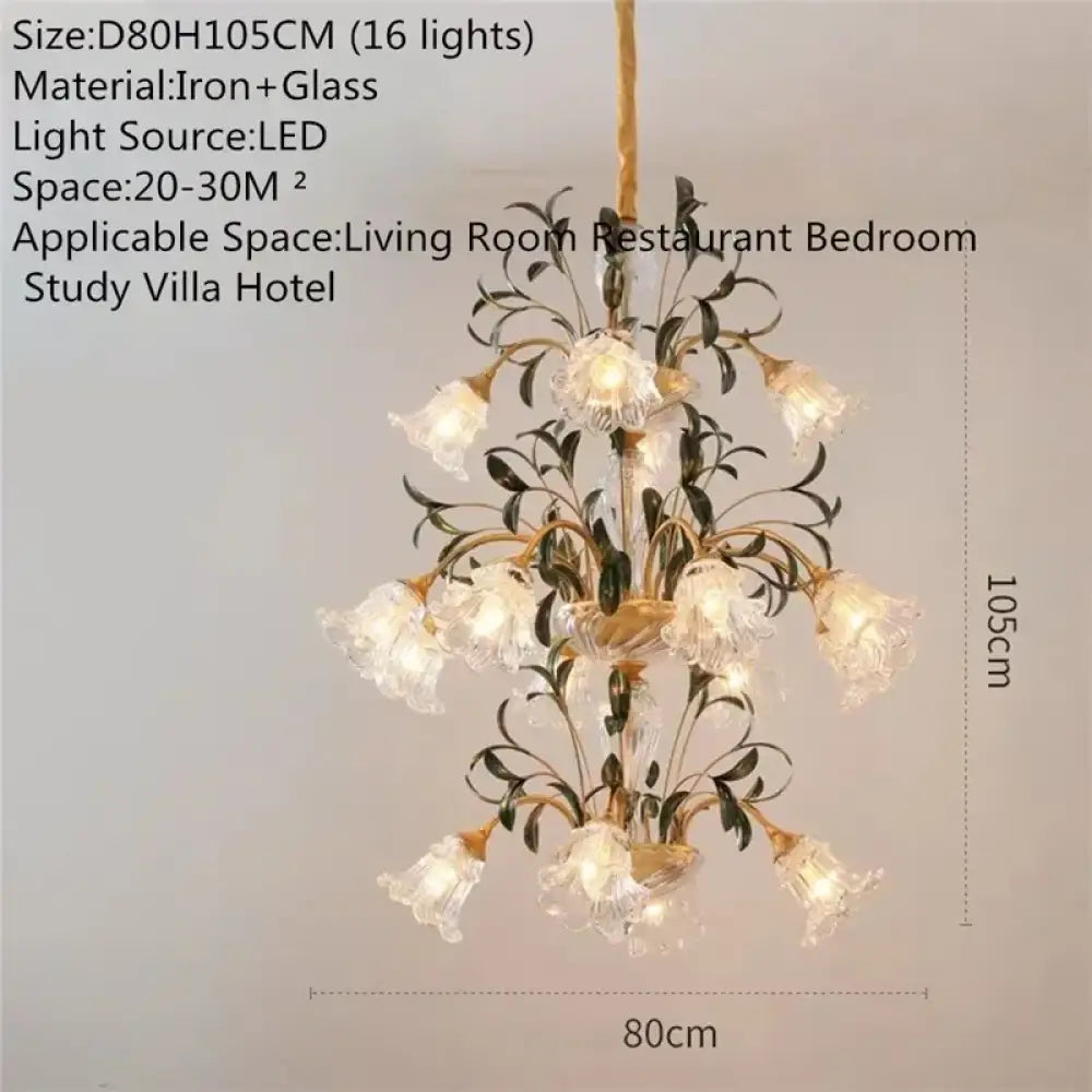 French Retro Crystal Pendant Light for Living Room and Restaurant B 16 Lights / Cool white Chandelier
