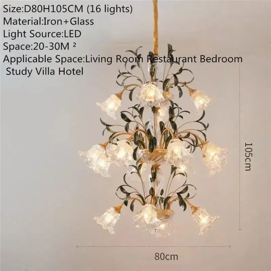 French Retro Crystal Pendant Light for Living Room and Restaurant B 16 Lights / Cool white Chandelier