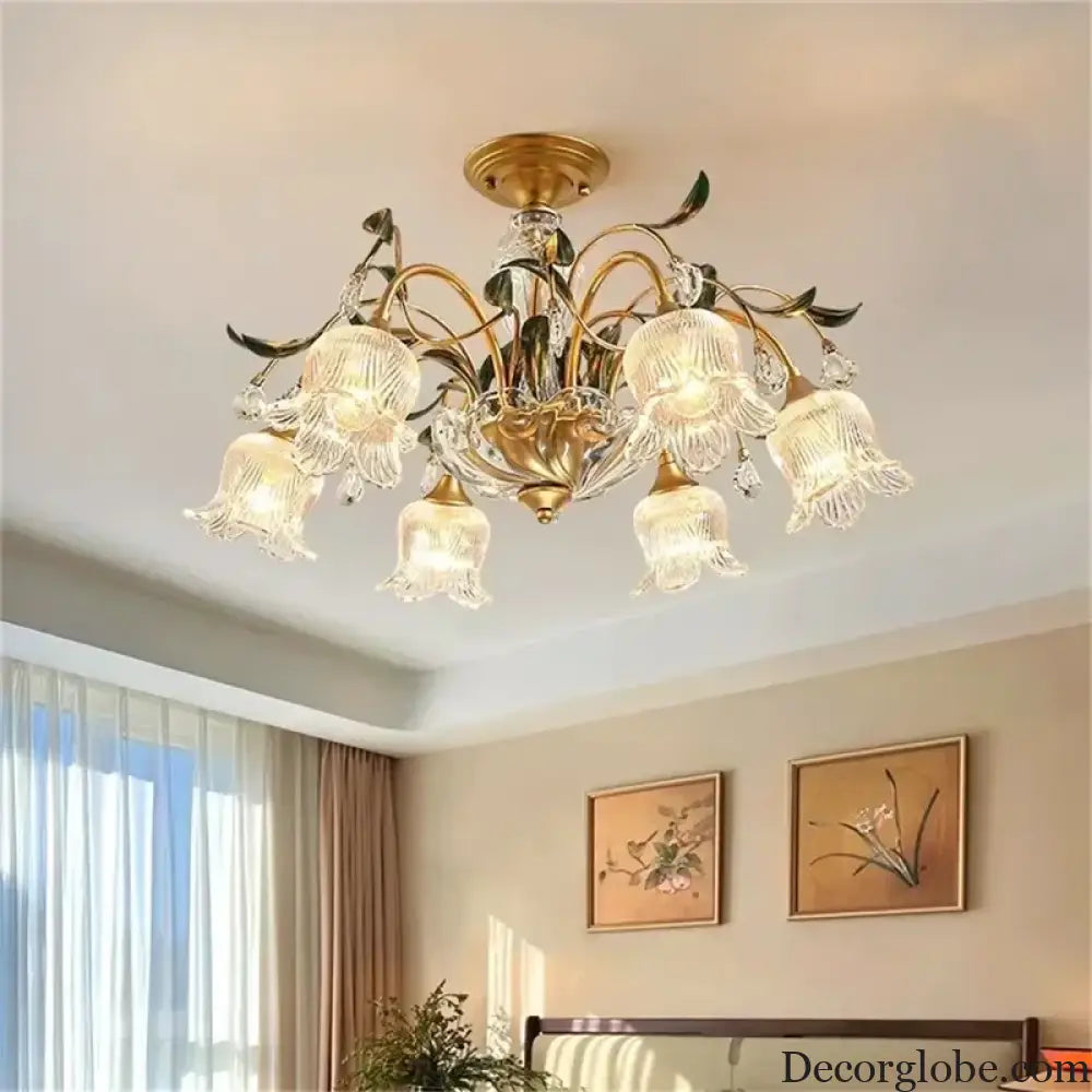 French Retro Crystal Pendant Light for Living Room and Restaurant Chandelier