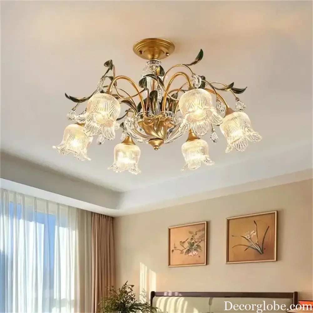 French Retro Crystal Pendant Light for Living Room and Restaurant Chandelier