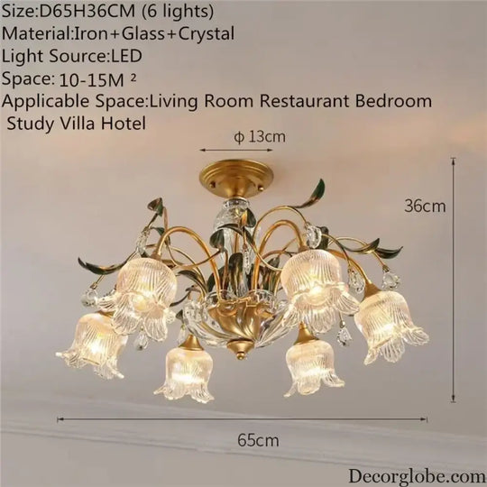 French Retro Crystal Pendant Light for Living Room and Restaurant Chandelier