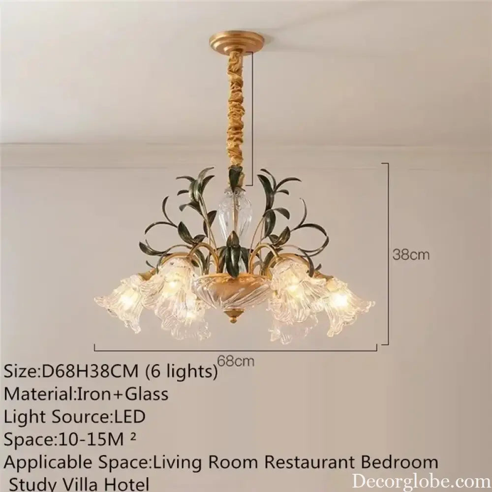 French Retro Crystal Pendant Light for Living Room and Restaurant Chandelier