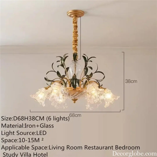 French Retro Crystal Pendant Light for Living Room and Restaurant Chandelier