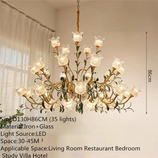 French Retro Crystal Pendant Light for Living Room and Restaurant D 35 Lights / Cool white Chandelier