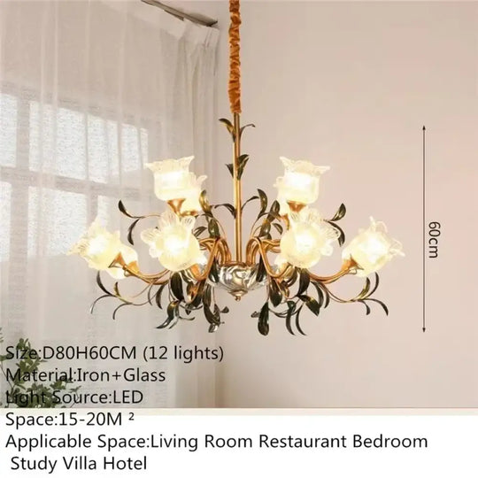 French Retro Crystal Pendant Light for Living Room and Restaurant E 12 Lights / Cool white Chandelier