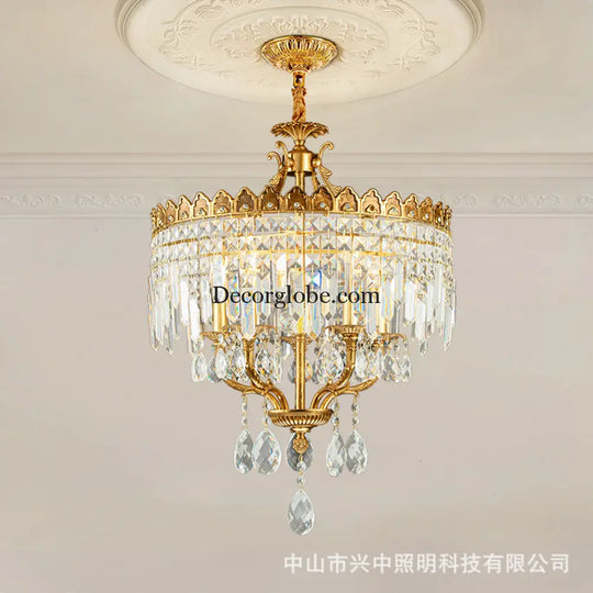 French Vintage All-Copper Crown Crystal Chandelier Chandelier