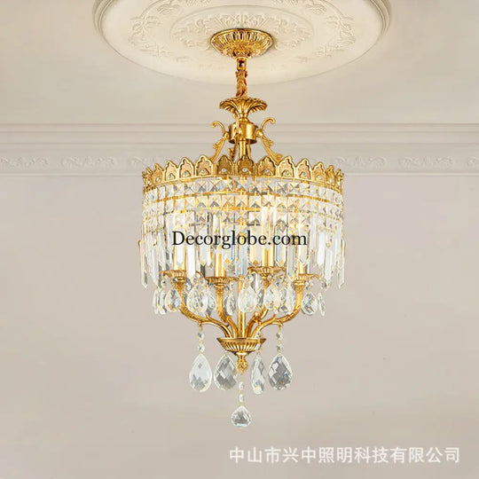French Vintage All-Copper Crown Crystal Chandelier Chandelier