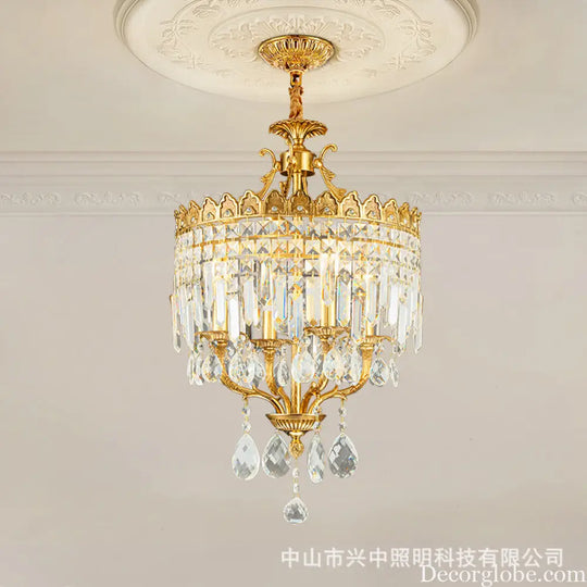 French Vintage All-Copper Crown Crystal Chandelier Chandelier
