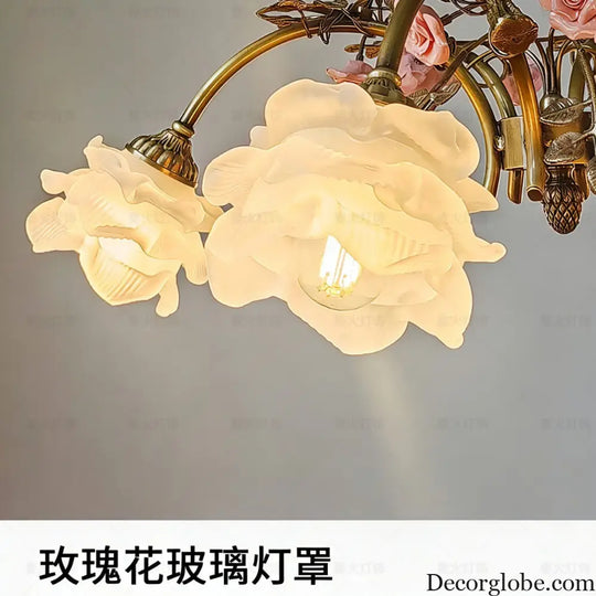 French-Style All-Copper Chandelier with Vintage Design for Living Room Classical Bedroom Romantic Rose Flower Dining