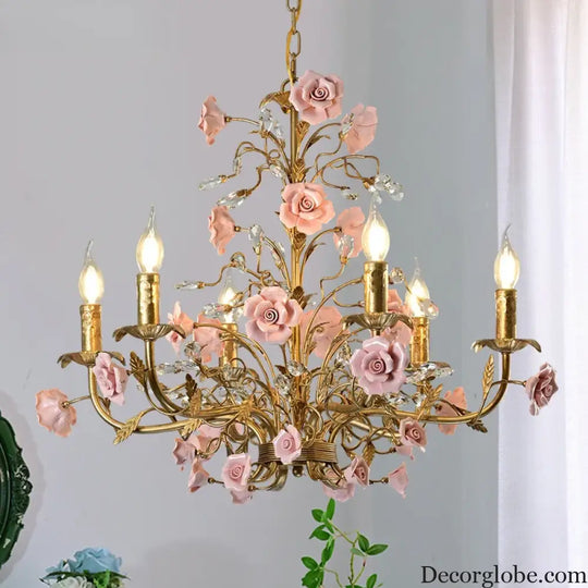 ROSELYN French Vintage Rose Pendant Lamp Chandelier