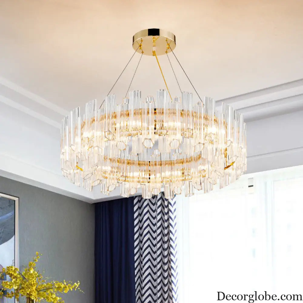 Freya's Modern Gold Crystal Chandelier: Illuminate Your Space with Elegance - DecorGlobe