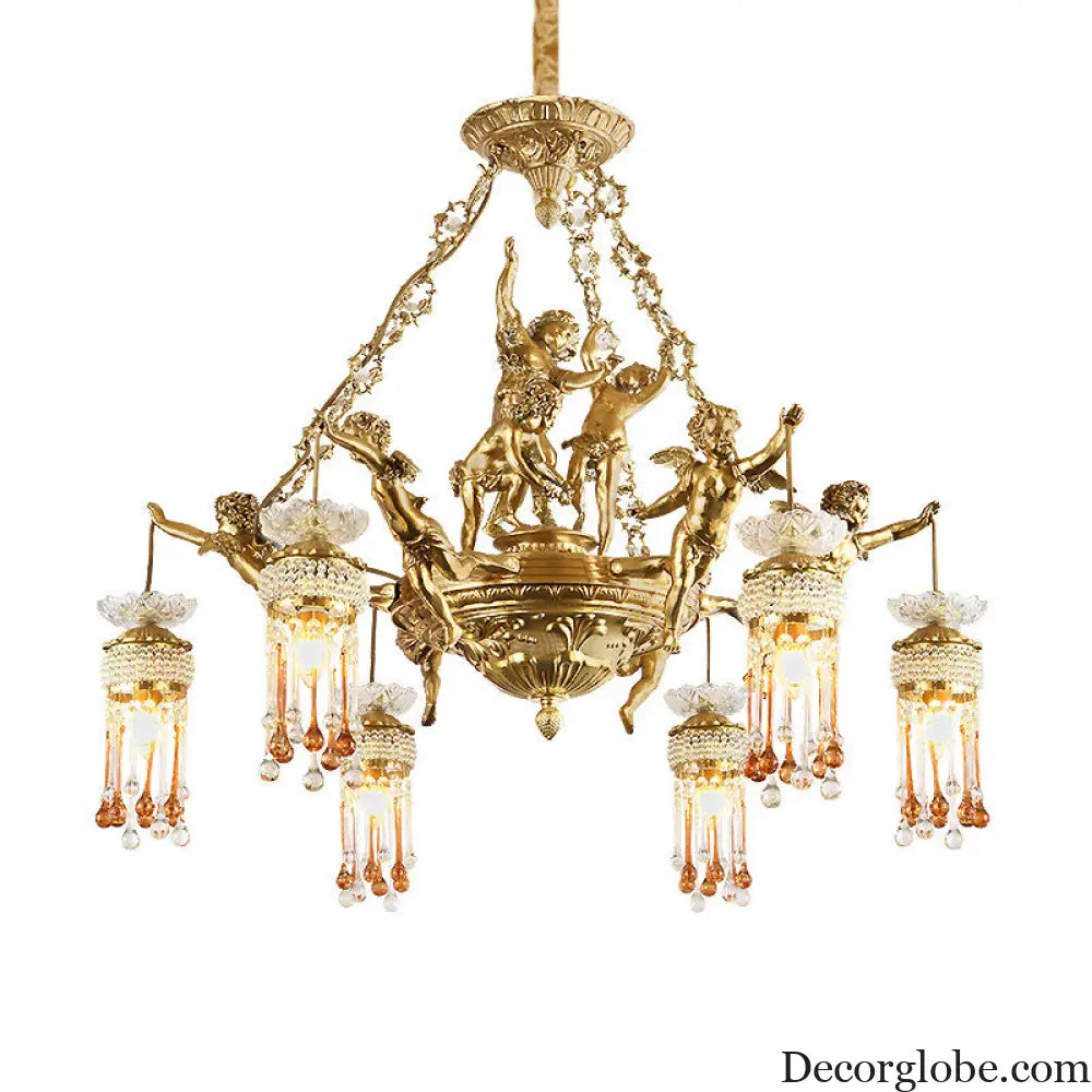 Living room chandelier all copper French restaurant bedroom lamp personalized creative European luxury villa study pure