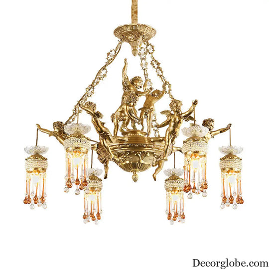 Living room chandelier all copper French restaurant bedroom lamp personalized creative European luxury villa study pure