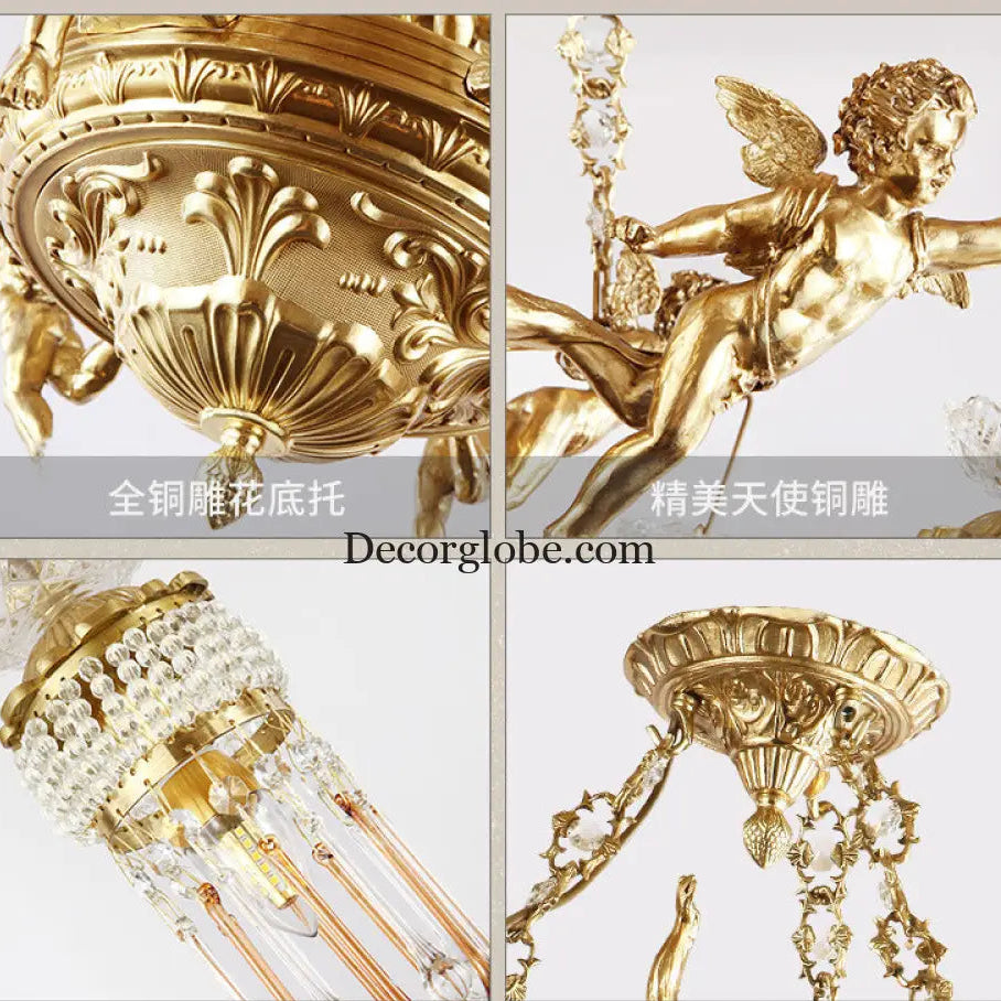 Living room chandelier all copper French restaurant bedroom lamp personalized creative European luxury villa study pure