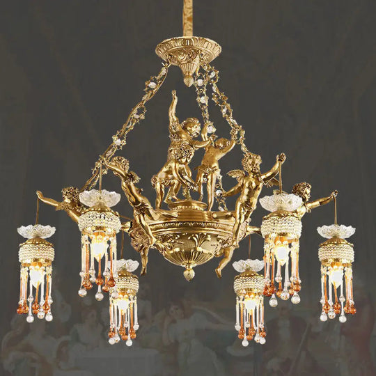 Living room chandelier all copper French restaurant bedroom lamp personalized creative European luxury villa study pure