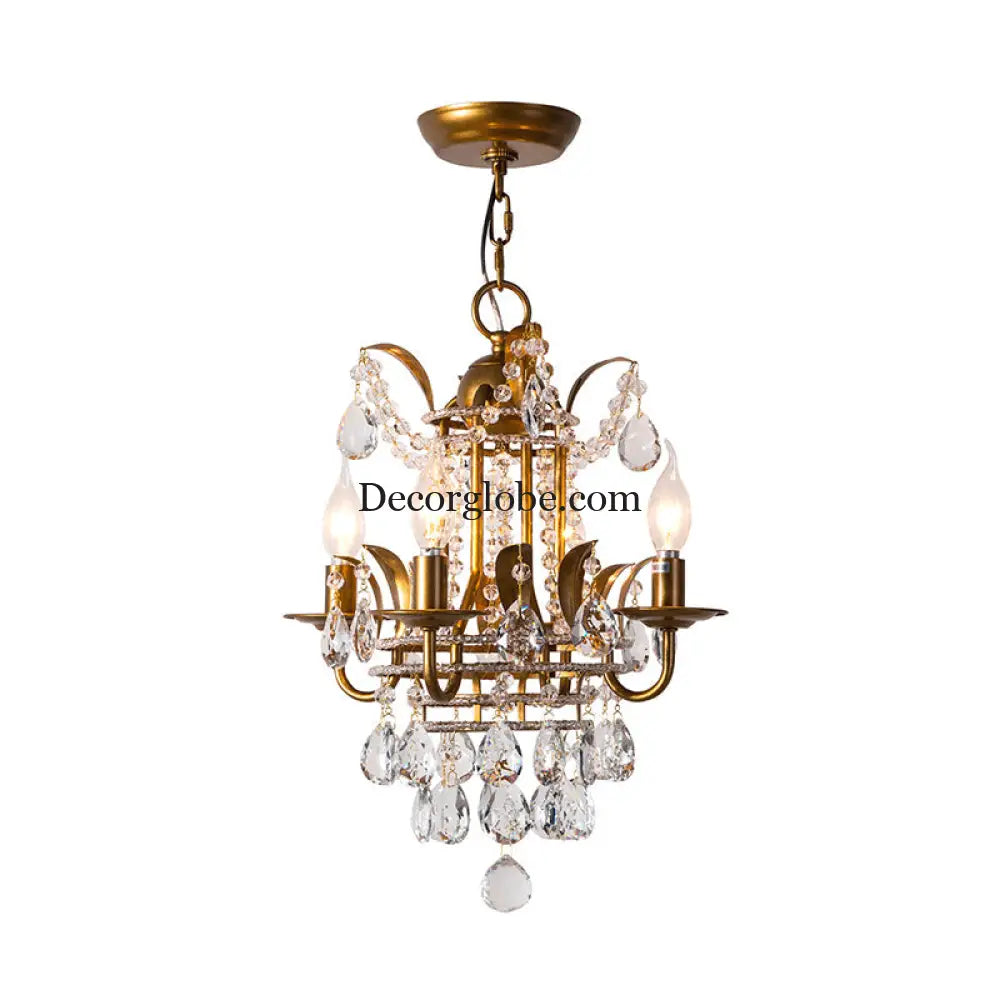 Gemma Elegance Meets Sparkling Brilliance: The Gold Crystal Drop Chandelier - DecorGlobe