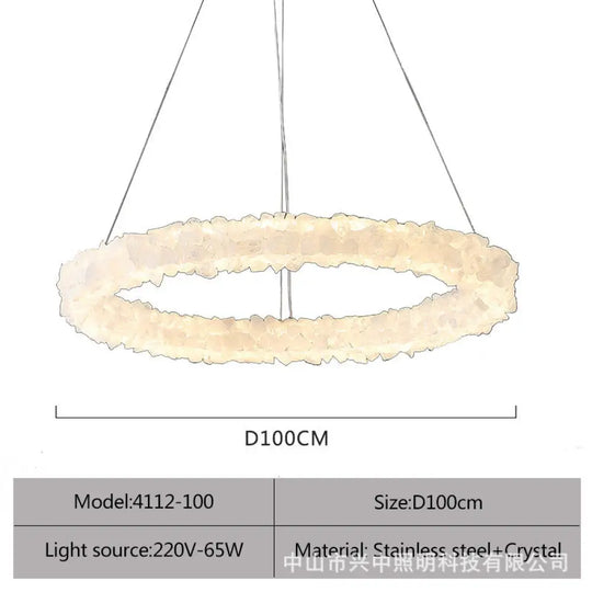 Genesis Modern Round Natural Crystal Chandelier D100 Single Layer Chandelier