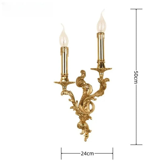 European Nordic 2 heads/3 heads/5 heads Classic Vintage Sconces Royal Lamp Copper Candle Light Hotel Retro Wall Lamps