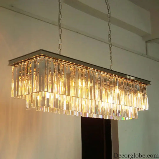Timeless American Classic Crystal LED Chandeliers - Illuminate and Elevate Your Space with High-Quality Rectangular Lighting for Foyers, Living Rooms, and Dining Rooms - DecorGlobe