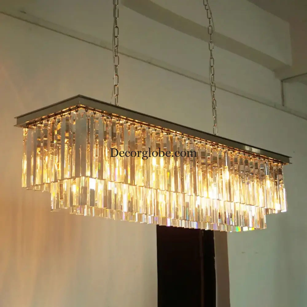 Timeless American Classic Crystal LED Chandeliers - Illuminate and Elevate Your Space with High-Quality Rectangular Lighting for Foyers, Living Rooms, and Dining Rooms - DecorGlobe