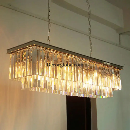 Timeless American Classic Crystal LED Chandeliers - Illuminate and Elevate Your Space with High-Quality Rectangular Lighting for Foyers, Living Rooms, and Dining Rooms - DecorGlobe
