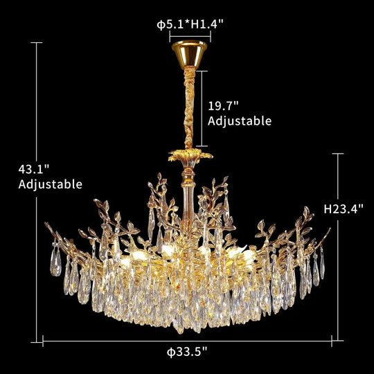 Camille Gold Branch Crystal Chandelier Diameter 85cm / Warm White chandelier
