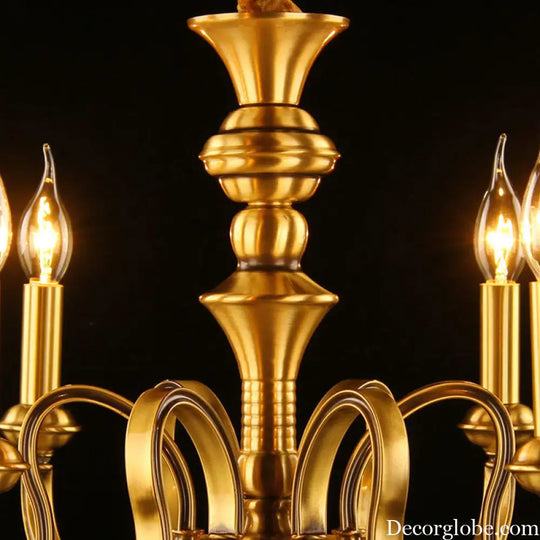 Gold Colonial Candle Ceiling Pendant Light with 3/5/6 Metal Heads - Elegant Living Room Chandelier Lamp