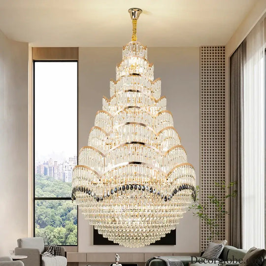 Grand Crystal Mezzanine Pendant Chandelier for High Ceiling Spaces Chandelier