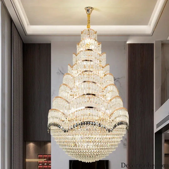 Grand Crystal Mezzanine Pendant Chandelier for High Ceiling Spaces Chandelier