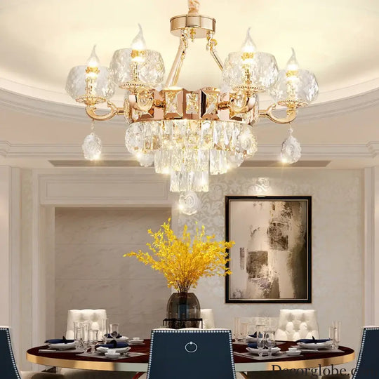 Grand European Style Crystal Pendant Lamp - High-Grade Luxury for Living Rooms, Dining Areas, and Bedrooms - DecorGlobe