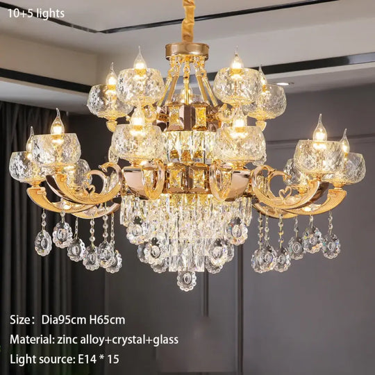 Grand European Style Crystal Pendant Lamp - High-Grade Luxury for Living Rooms, Dining Areas, and Bedrooms - DecorGlobe