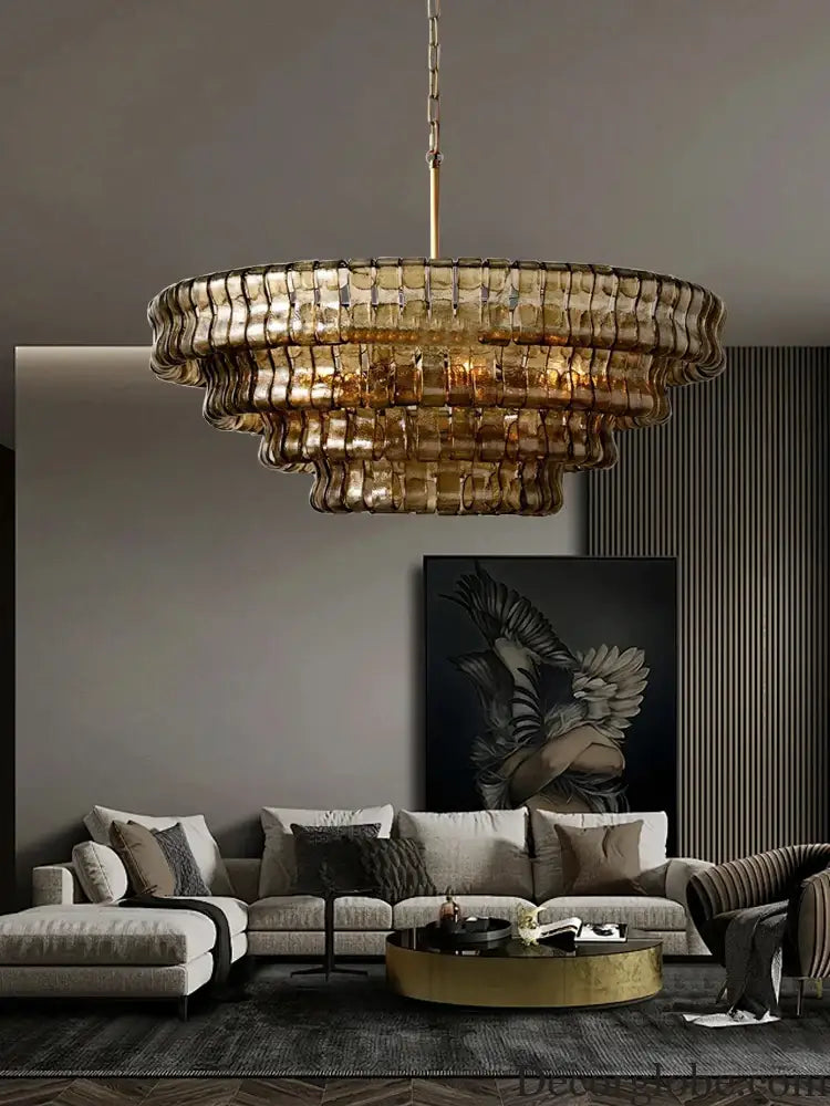 Gray Glass Round Ceiling Chandelier Chandelier