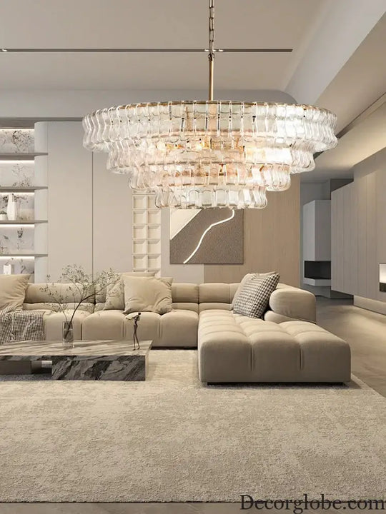 Gray Glass Round Ceiling Chandelier Chandelier