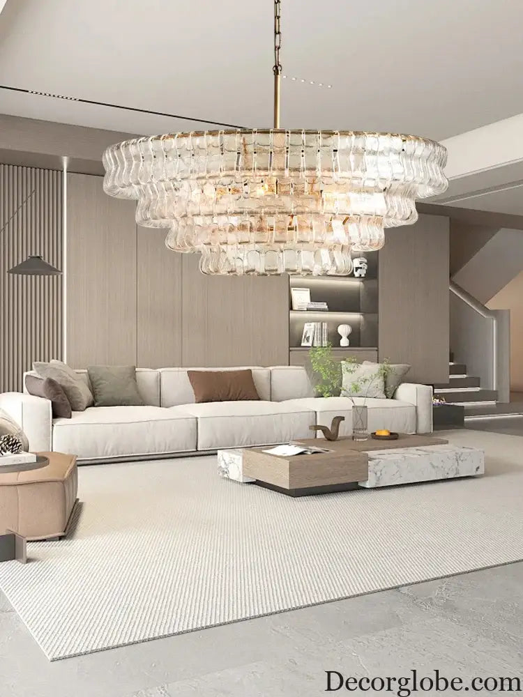 Gray Glass Round Ceiling Chandelier Chandelier