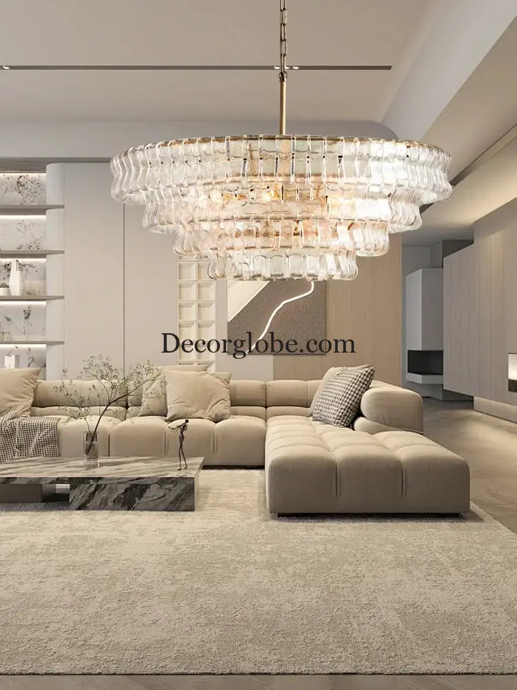 Gray Glass Round Ceiling Chandelier Chandelier