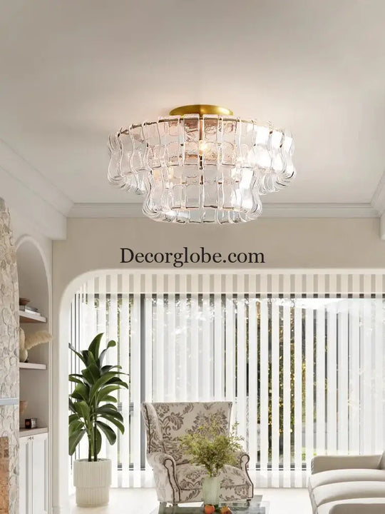 Gray Glass Round Ceiling Chandelier Chandelier