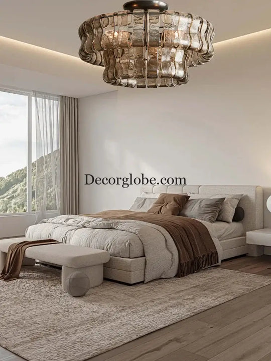 Gray Glass Round Ceiling Chandelier Chandelier