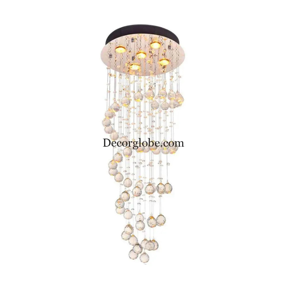 Haisley Modern Crystal Chandelier - Flush Mount Ceiling Light with 5 Lights - DecorGlobe