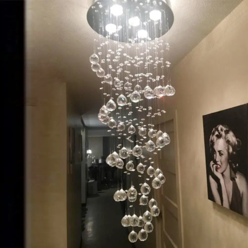 Haisley Modern Crystal Chandelier - Flush Mount Ceiling Light with 5 Lights - DecorGlobe