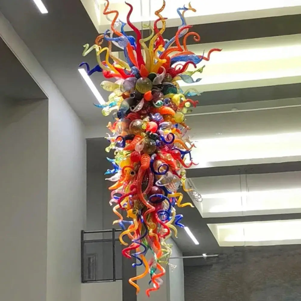 NYVRA Hand-Blown Stained Glass Staircase Duplex Chandelier W80xH180cm chandelier