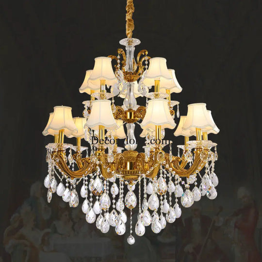 Hazel European Retro Crystal Copper Chandelier for Villa Chandelier