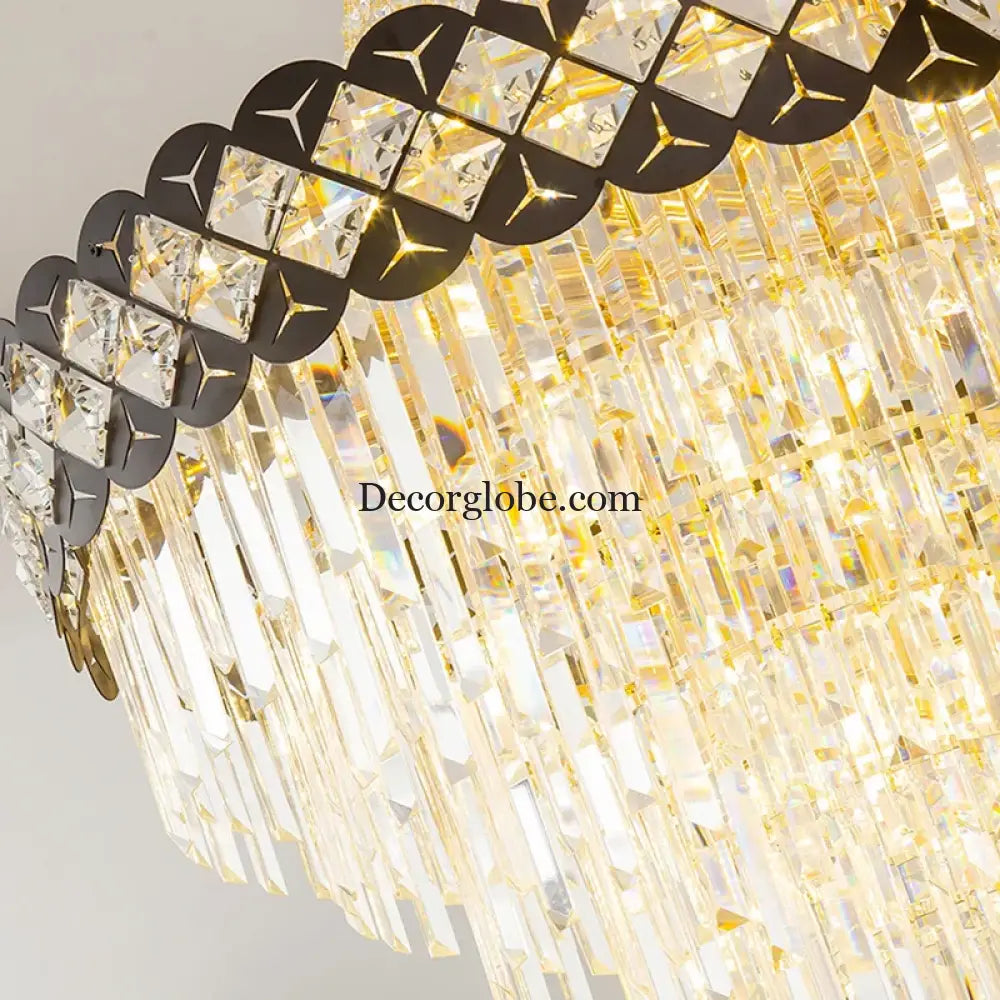 Duplex Building Crystal Chandelier - Post-Modern Light Luxury Elegance for Spiral Staircases, Halls, Villas, and Living Rooms with Suspended Gloss Lighting - DecorGlobe