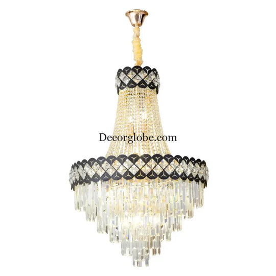 Duplex Building Crystal Chandelier - Post-Modern Light Luxury Elegance for Spiral Staircases, Halls, Villas, and Living Rooms with Suspended Gloss Lighting - DecorGlobe