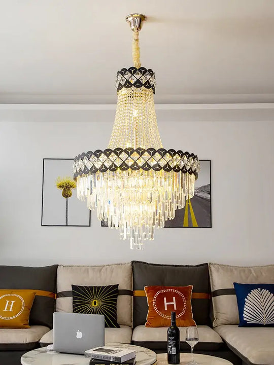 Duplex Building Crystal Chandelier - Post-Modern Light Luxury Elegance for Spiral Staircases, Halls, Villas, and Living Rooms with Suspended Gloss Lighting - DecorGlobe