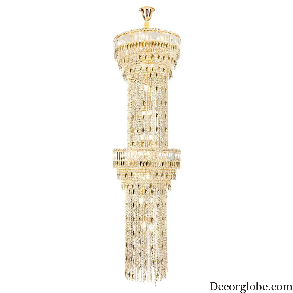 Hollow Spiral Crystal Long Chandelier for Staircase and Living Room Chandelier