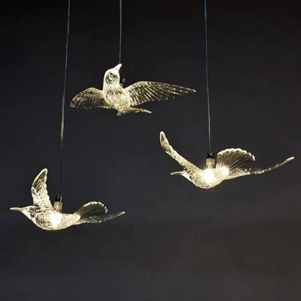 Acrylic Bird LED Pendant Lamp Pigeon Staircase Chandelier Hall Ceiling Hanging Lights Indoor Stair Artistic Decoration